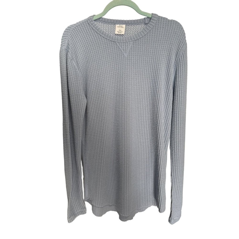 Urban Outfitters size M blue round neck waffle thermal soft cozy tunic top
